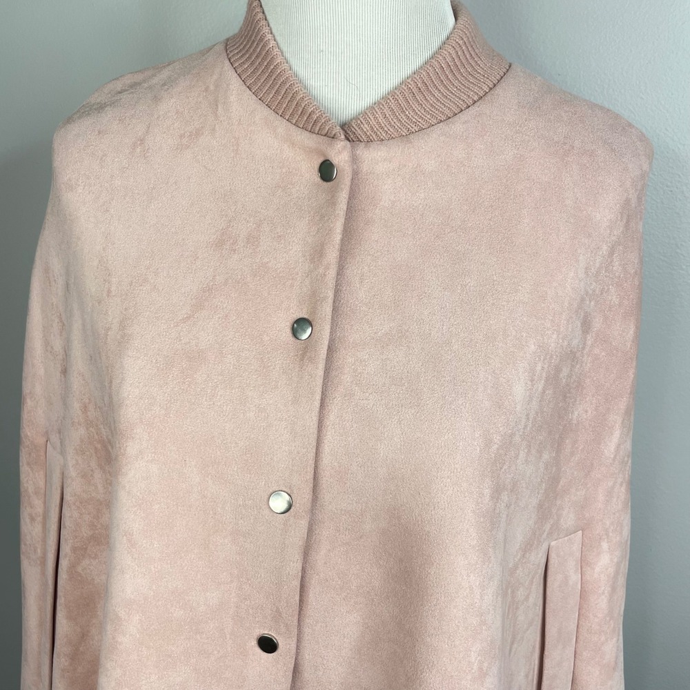 Ann Taylor Pink Faux Suede Snap Front Cape Jacket XS/S 583053 FA21 - Picture 2 of 14